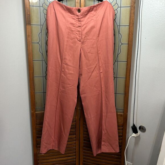 Ann Taylor Wide Leg High Rise Flat Front Raised Seam Linen Blend Pants Size 14 - Picture 1 of 10
